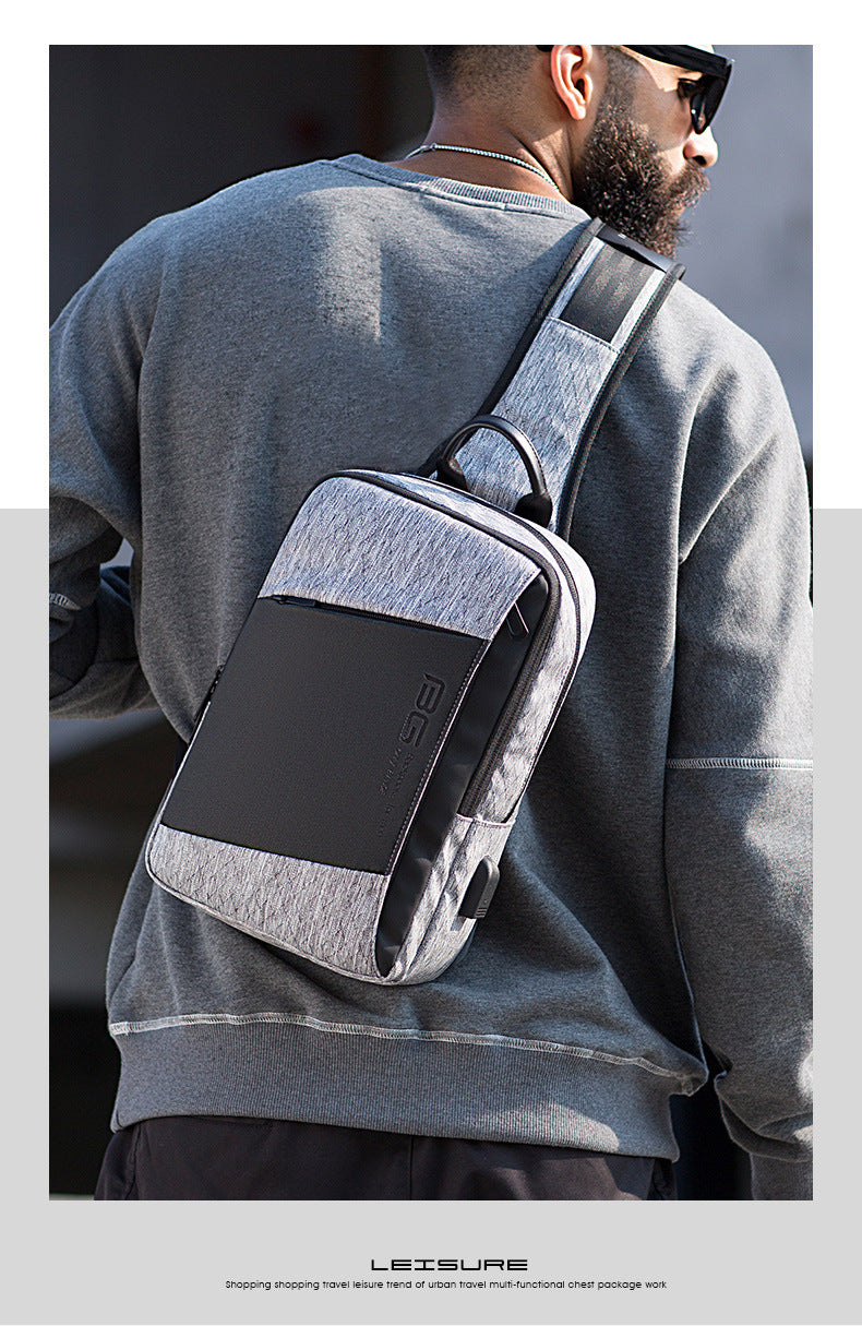 BANGE Men Bag Oxford USB Sling bag 7.9 inch Male Chest Bag Crossbody Bag For Man Moto Biker Shoulder Bags Black New Fashion Bag