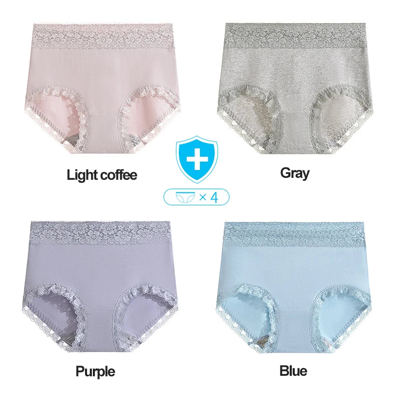 Gentle.Bear High Waist Lace Cotton Women's Panties Large Size XXXXL Breathable Women Underwear Elastic Soft Ladies briefs