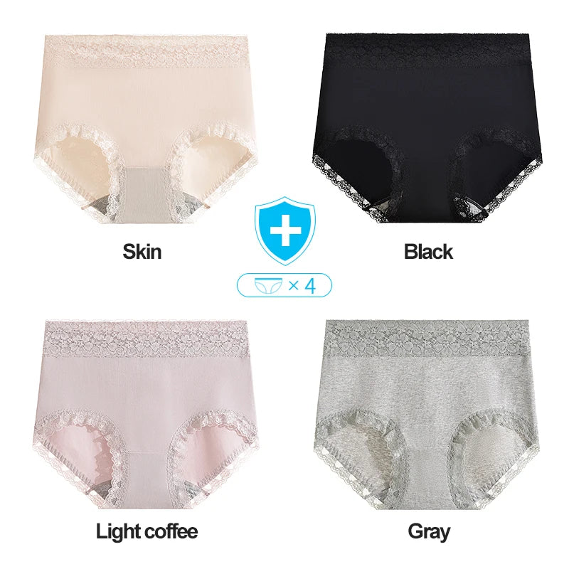Gentle.Bear High Waist Lace Cotton Women's Panties Large Size XXXXL Breathable Women Underwear Elastic Soft Ladies briefs
