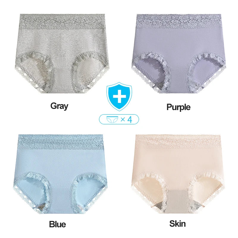 Gentle.Bear High Waist Lace Cotton Women's Panties Large Size XXXXL Breathable Women Underwear Elastic Soft Ladies briefs