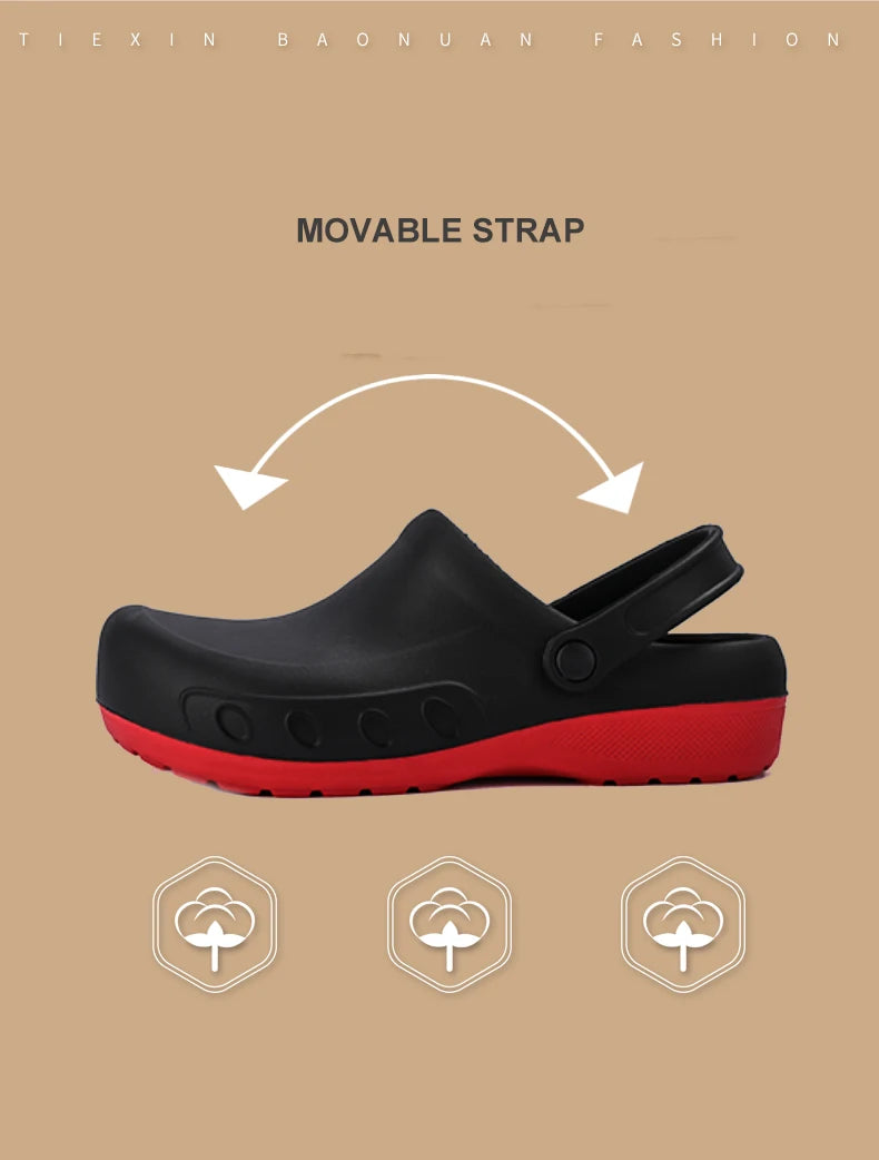 Men Chef Clogs Men Kitchen Shoes EVA Injection Shoes Anti-slip Outsole Comfortable Garden Clogs Waterproof Sandal Big Size 39-49