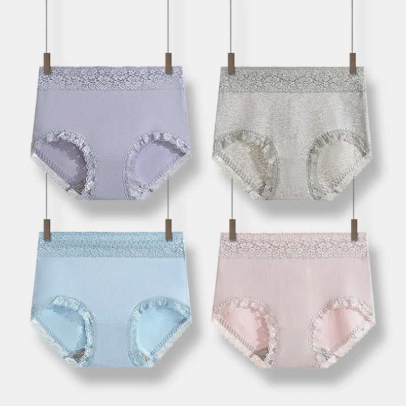 Gentle.Bear High Waist Lace Cotton Women's Panties Large Size XXXXL Breathable Women Underwear Elastic Soft Ladies briefs