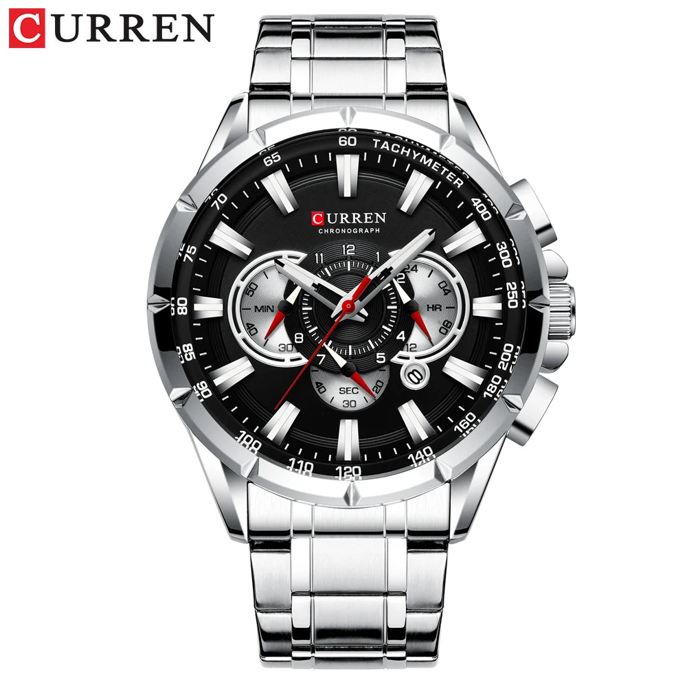 CURREN Men's Watch Fashion Sport Chronograph Wristwatch Mens Watches Top Brand Luxury Quartz Watch Stainless Steel Band