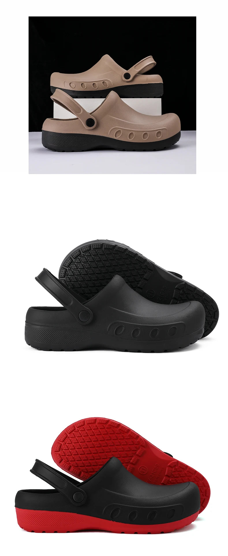 Men Chef Clogs Men Kitchen Shoes EVA Injection Shoes Anti-slip Outsole Comfortable Garden Clogs Waterproof Sandal Big Size 39-49