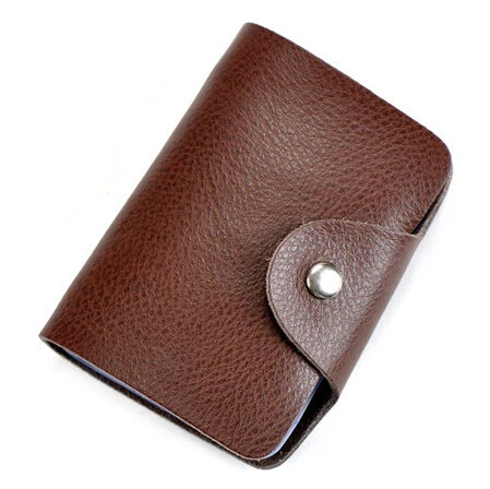 New Fashion 26 Slots Genuine Leather Business Card Holder Organizer Hasp Men Bank Credit Card Case Bag Women ID Wallet