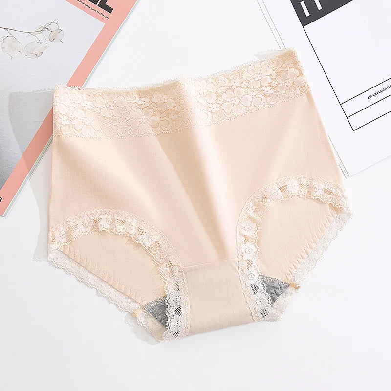Gentle.Bear High Waist Lace Cotton Women's Panties Large Size XXXXL Breathable Women Underwear Elastic Soft Ladies briefs