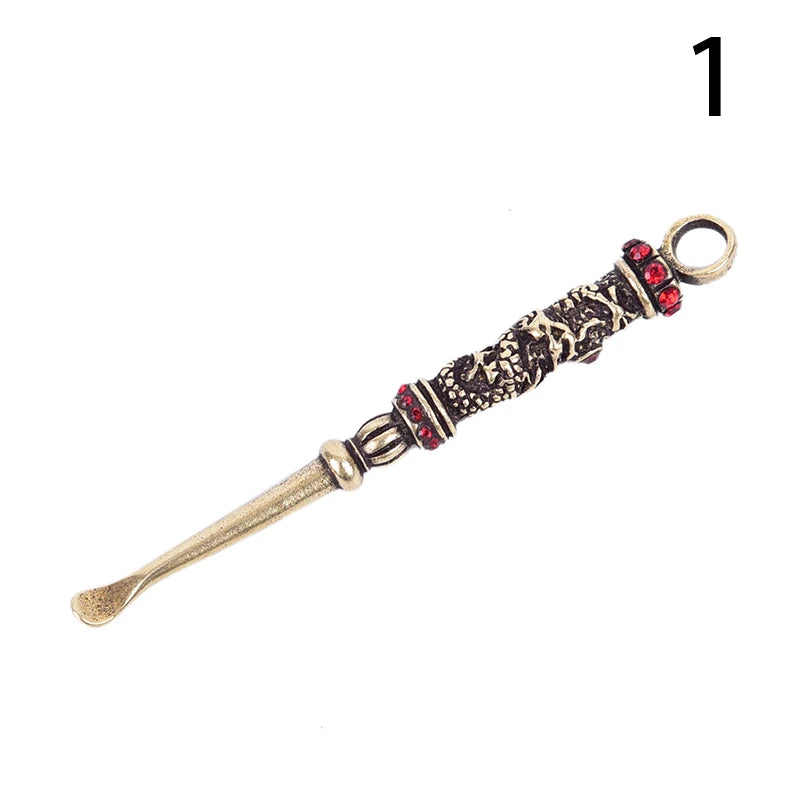 1pc Ear Spoons Retro Brass Dragon Portable Ear Cleaning Tool Ear Pick Ear Wax Remover Curette Cleaner Keychain Pendants
