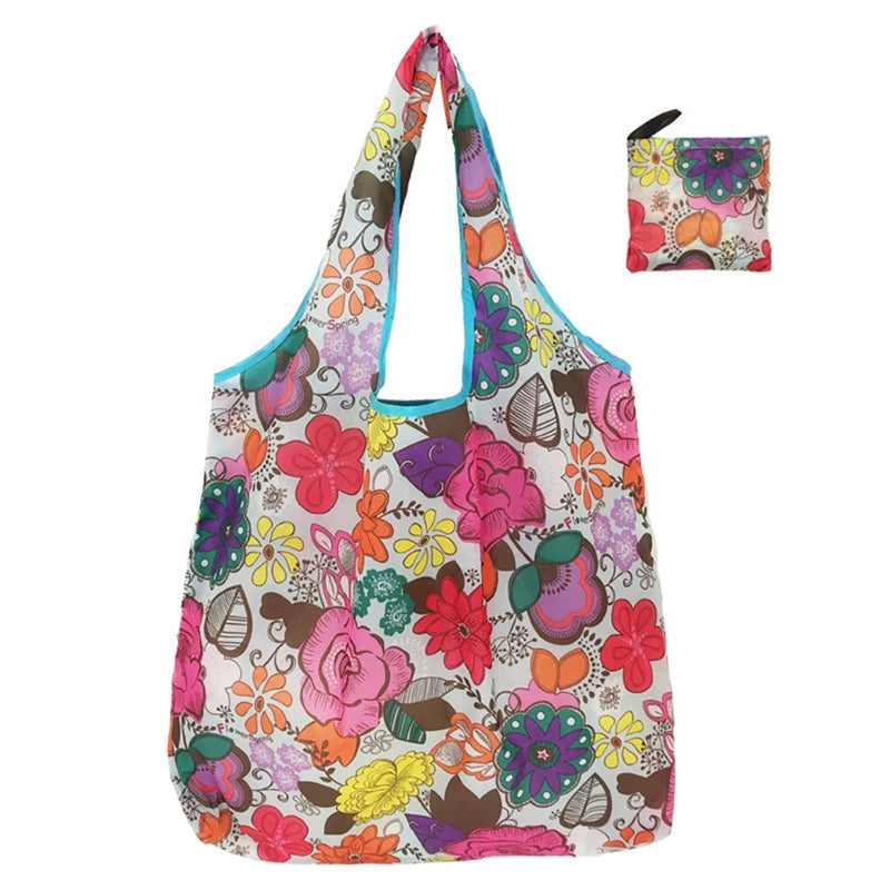 Reusable Shopping Bags Women Foldable Tote Bag Portable Cloth Eco Grocery Bag Folding Large Capacity Fruit Vegetable Handbags