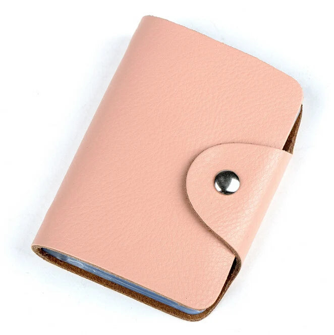 New Fashion 26 Slots Genuine Leather Business Card Holder Organizer Hasp Men Bank Credit Card Case Bag Women ID Wallet