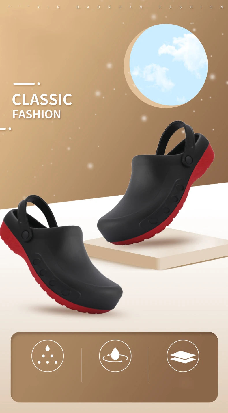 Men Chef Clogs Men Kitchen Shoes EVA Injection Shoes Anti-slip Outsole Comfortable Garden Clogs Waterproof Sandal Big Size 39-49