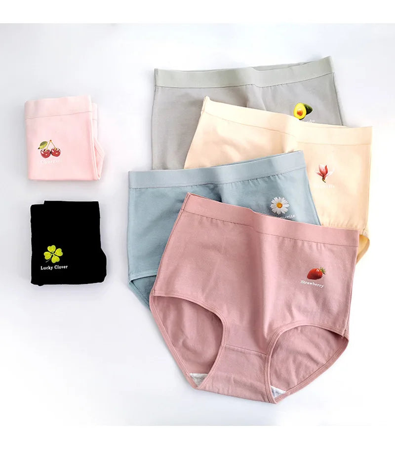 6pcs Women's underwear cotton Panties high waist high quality lingerie breathable wholesale large size 40-90kg cute Briefs