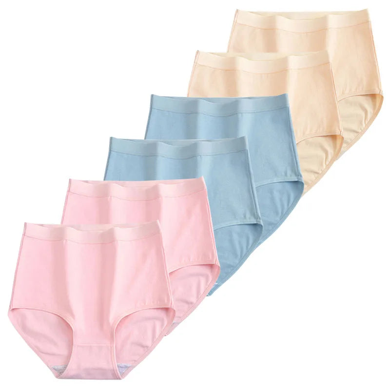 6pcs Women's underwear cotton Panties high waist high quality lingerie breathable wholesale large size 40-90kg cute Briefs
