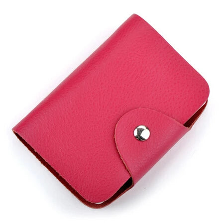 New Fashion 26 Slots Genuine Leather Business Card Holder Organizer Hasp Men Bank Credit Card Case Bag Women ID Wallet
