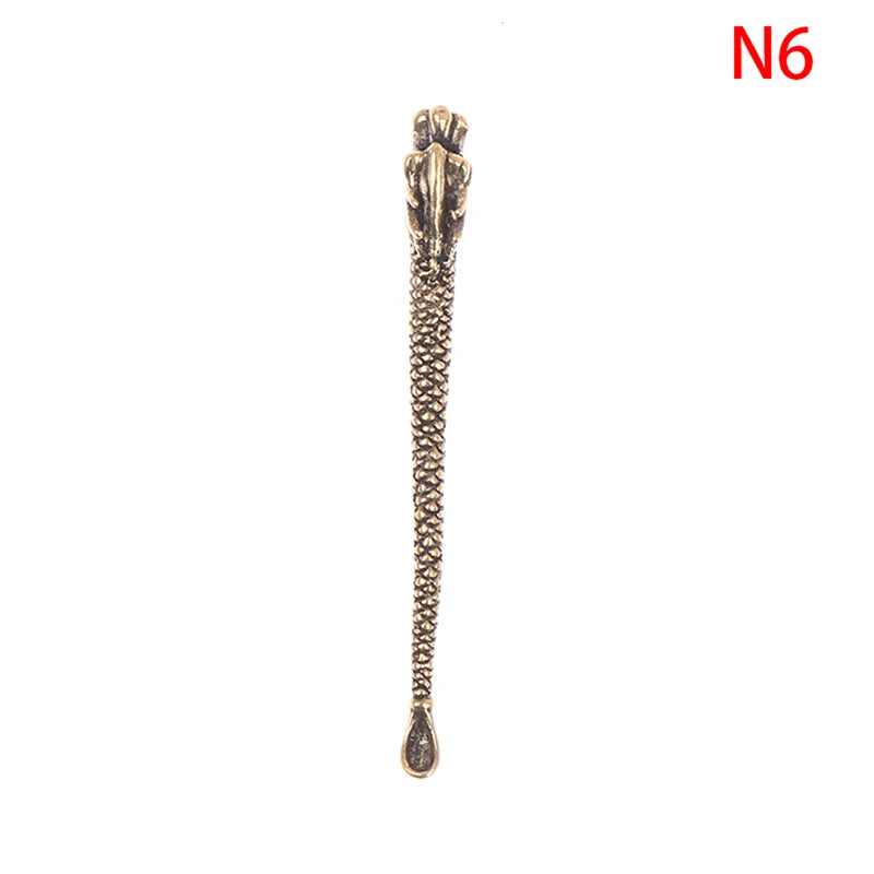 1pc Ear Spoons Retro Brass Dragon Portable Ear Cleaning Tool Ear Pick Ear Wax Remover Curette Cleaner Keychain Pendants