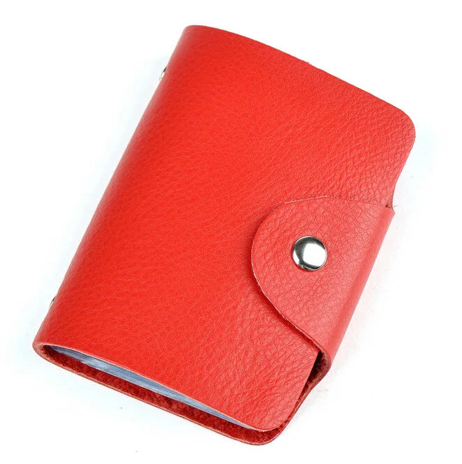New Fashion 26 Slots Genuine Leather Business Card Holder Organizer Hasp Men Bank Credit Card Case Bag Women ID Wallet