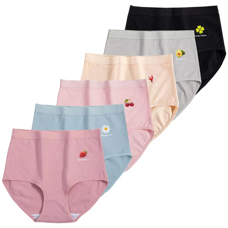 6pcs Women's underwear cotton Panties high waist high quality lingerie breathable wholesale large size 40-90kg cute Briefs