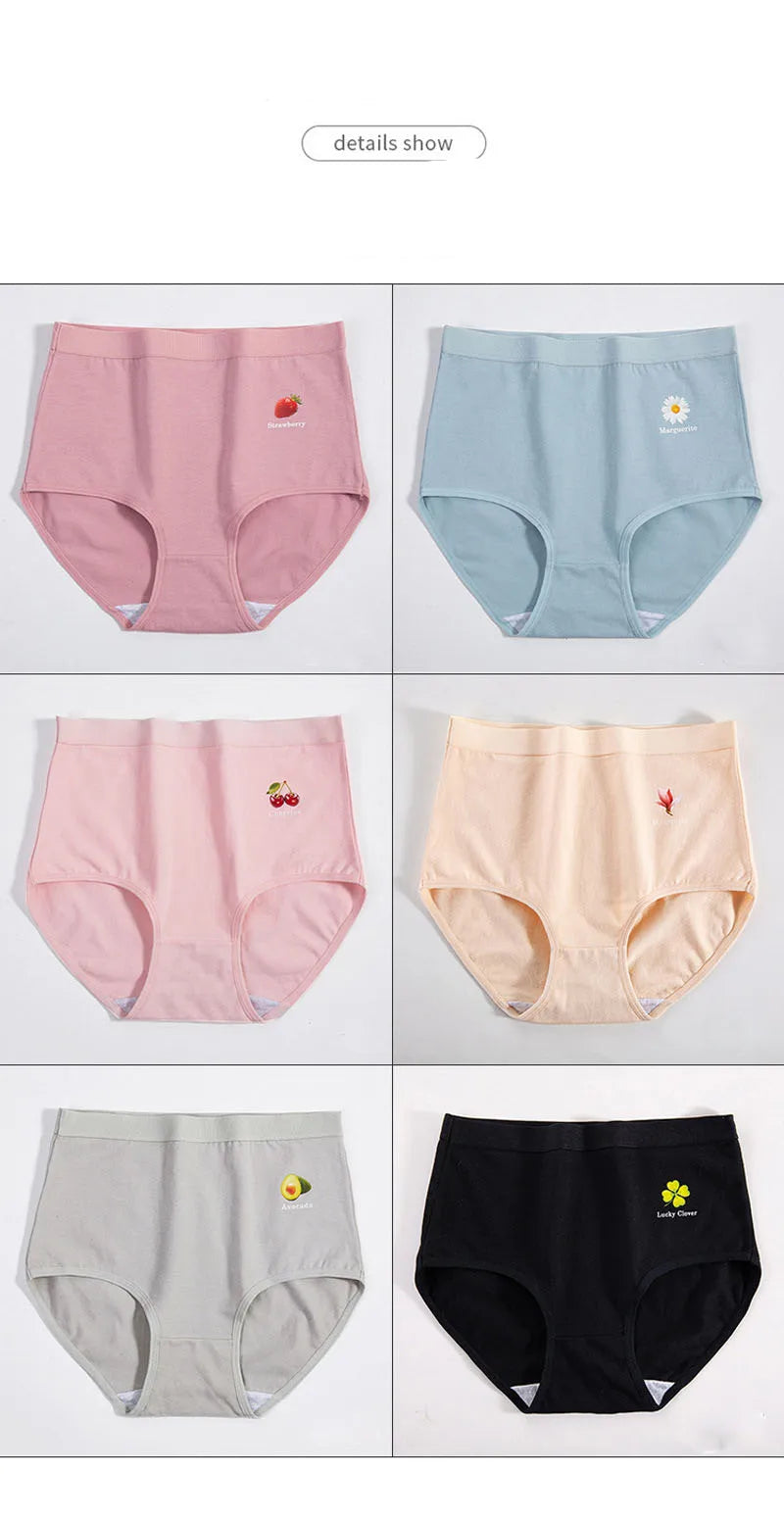 6pcs Women's underwear cotton Panties high waist high quality lingerie breathable wholesale large size 40-90kg cute Briefs