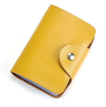 New Fashion 26 Slots Genuine Leather Business Card Holder Organizer Hasp Men Bank Credit Card Case Bag Women ID Wallet
