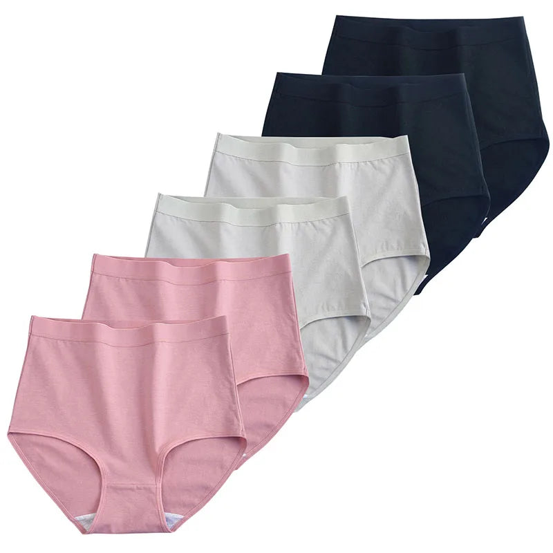 6pcs Women's underwear cotton Panties high waist high quality lingerie breathable wholesale large size 40-90kg cute Briefs