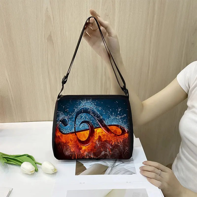 Music Note Print Handbags Women Causal Shoulder Bags Piano Guitar Crossbody Bag Girls Satchel Fashion Messenger Bag Gift