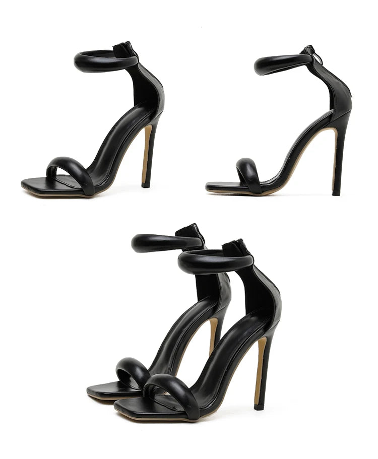 Eilyken Summer Silver Gold Peep Toe High Heel Sandals Sexy Buckle Strap Ankle-Wrap Ladies Club Women Stripper Shoes