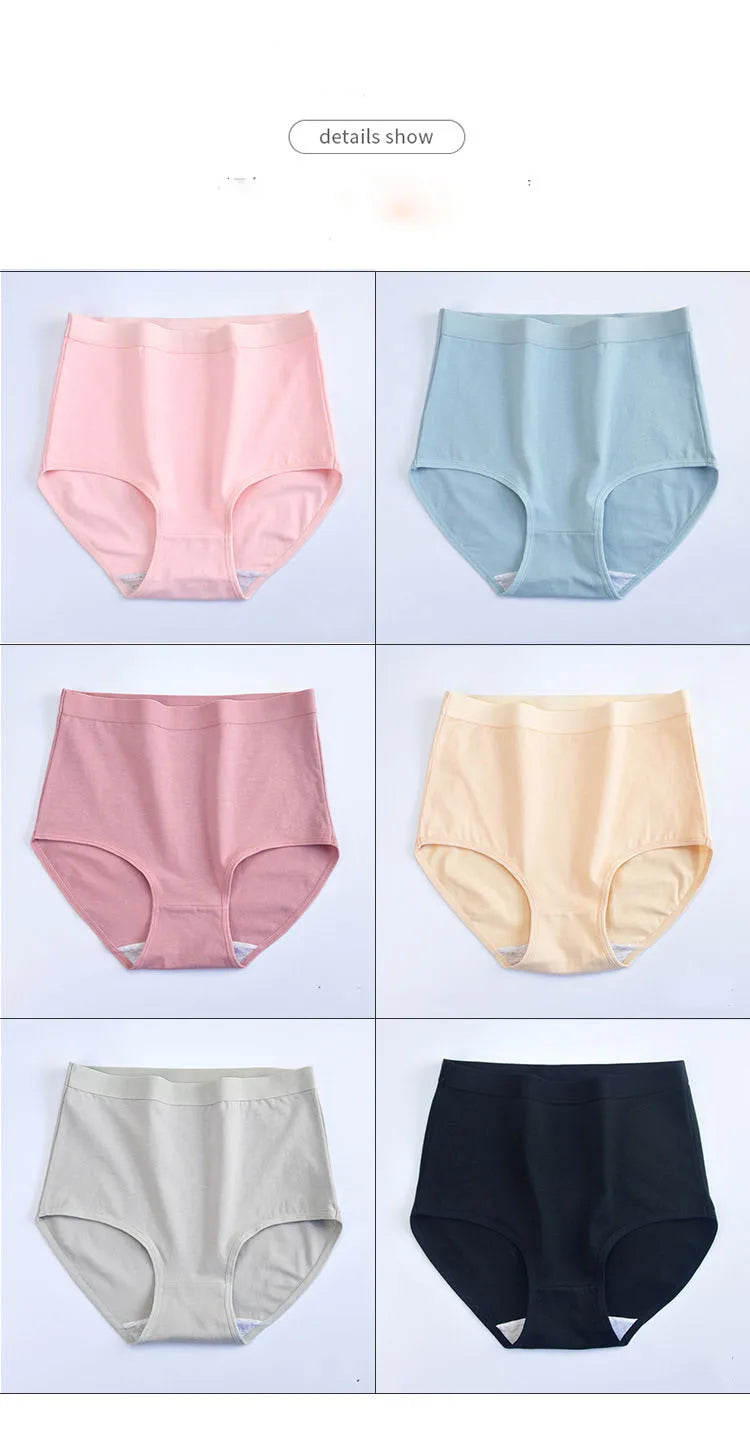 6pcs Women's underwear cotton Panties high waist high quality lingerie breathable wholesale large size 40-90kg cute Briefs