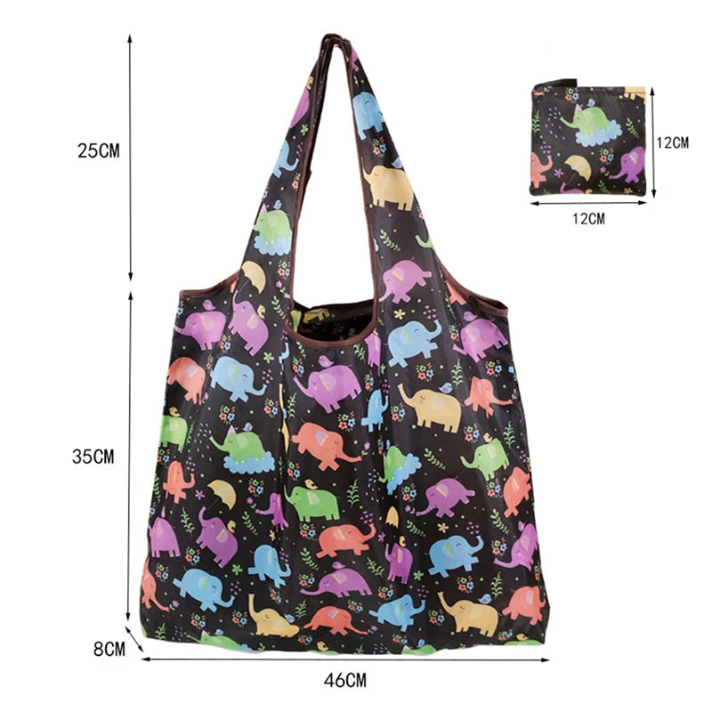 Reusable Shopping Bags Women Foldable Tote Bag Portable Cloth Eco Grocery Bag Folding Large Capacity Fruit Vegetable Handbags