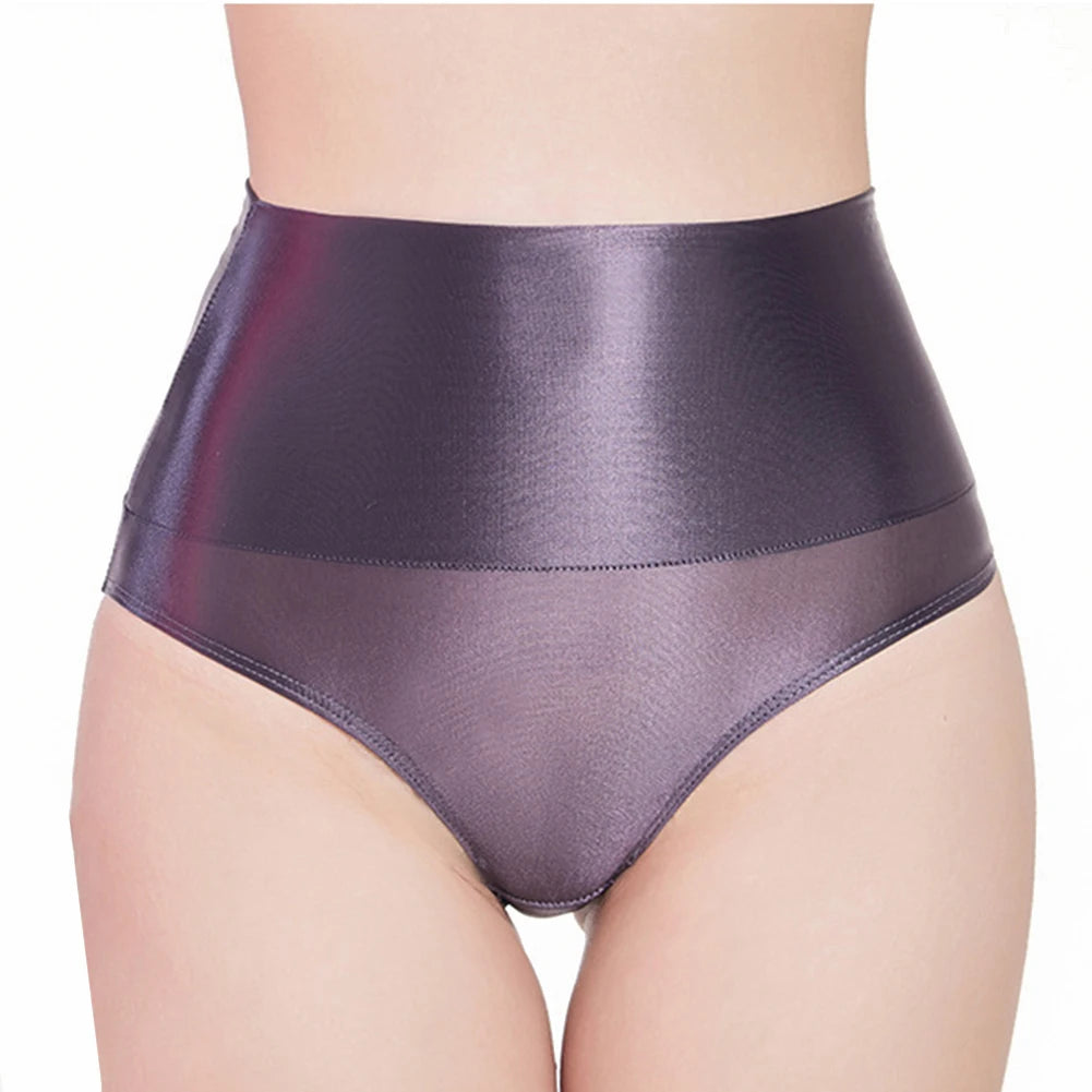Women's Seamless Underwear Ultra-Thin Glossy Panties Knickers High Waist Transparent See Through Shiny Sheer Underpants