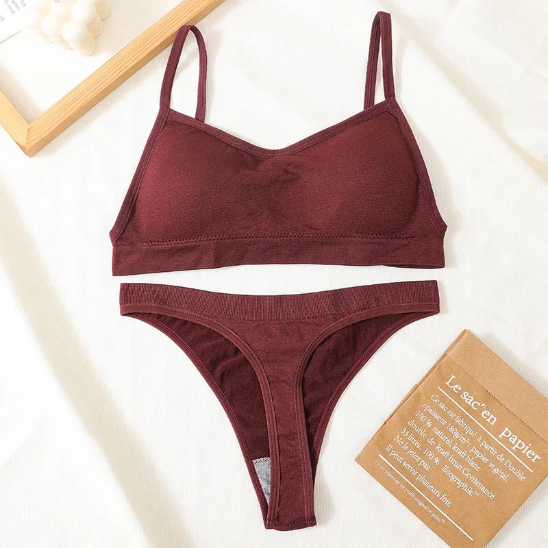 Women Seamless Bra Set Sexy Backless Ribbed High Waist Panties Female Lingerie Set Crop Top Seamless Briefs Underwear