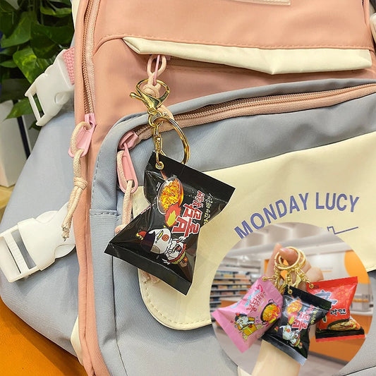 Creative Mini Indonesian Noodle Keychain Korean Ramen Instant Snack Food Toy Souvenir Spicy Mini Keyring Southeast Asian Cuisine