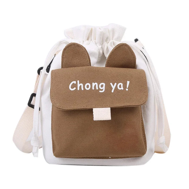 2024 New Canvas Small Fresh Ladies One-shoulder Diagonal Bag Multifunctional Fashion Cartoon Print All-match Package