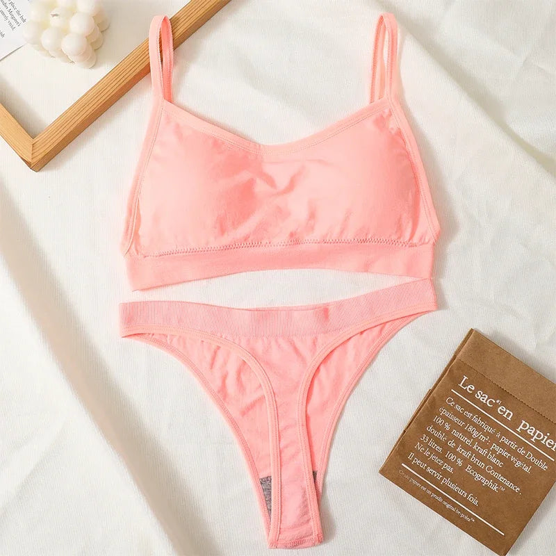 Women Seamless Bra Set Sexy Backless Ribbed High Waist Panties Female Lingerie Set Crop Top Seamless Briefs Underwear
