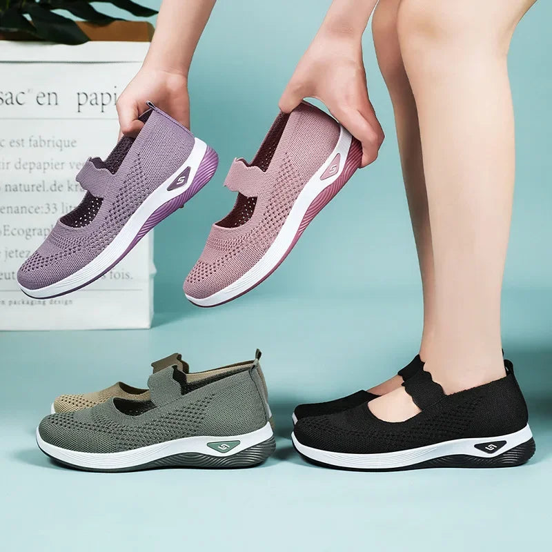 Women Lightweight Breathable Mesh Sneakers Spring Summer Slip On Casual Sports Shoes Woman Plus Size Comfort Non Slip Flat Shoes