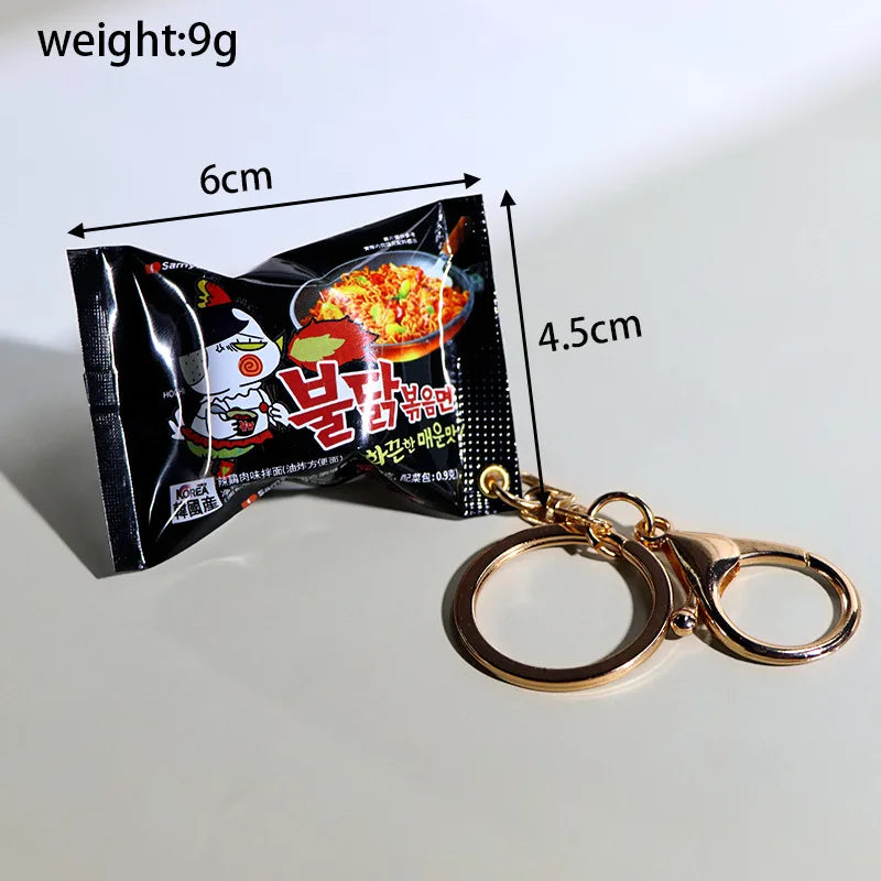 Creative Mini Indonesian Noodle Keychain Korean Ramen Instant Snack Food Toy Souvenir Spicy Mini Keyring Southeast Asian Cuisine