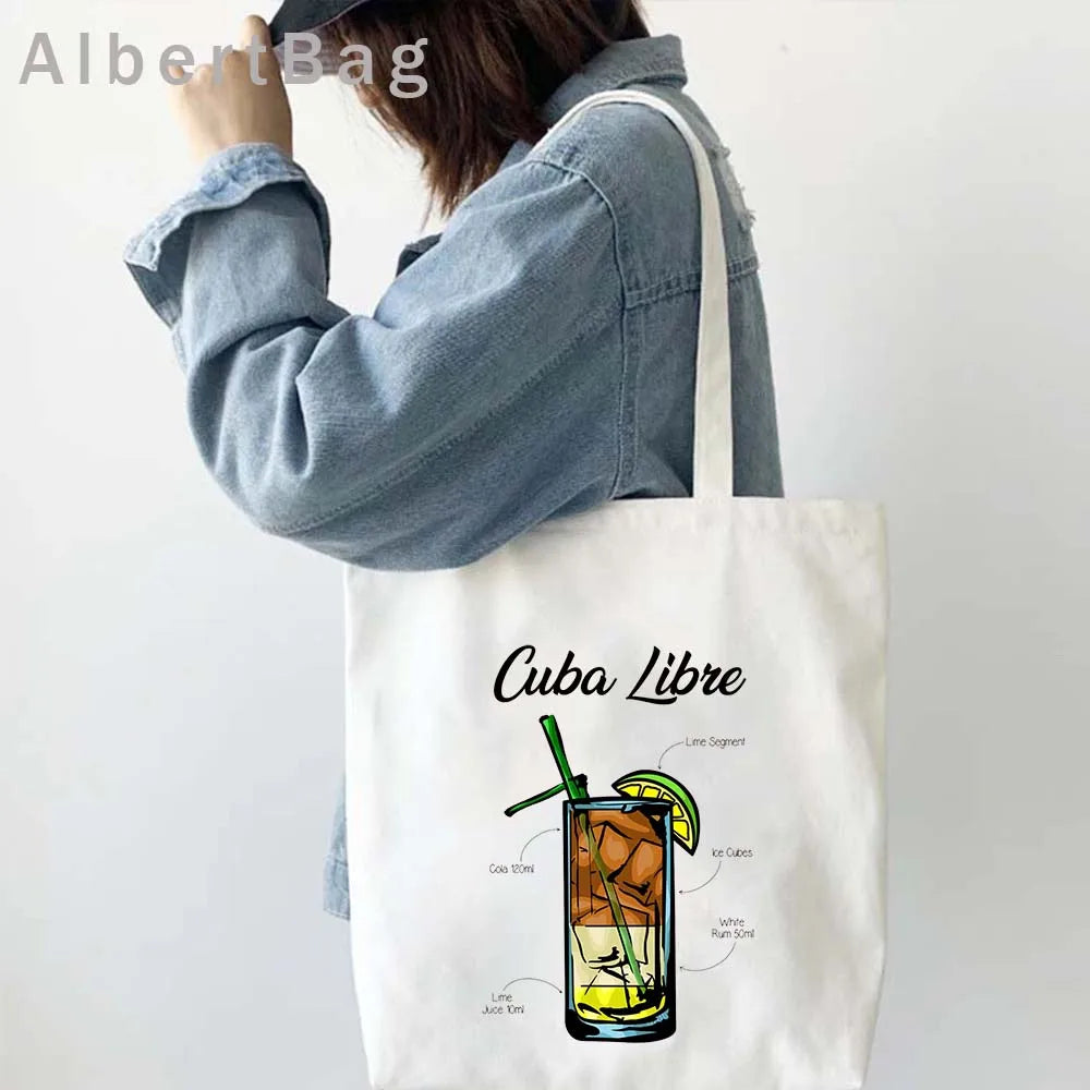 Cuba Country Map Flag Havana Travel Cuban Watercor Shopper Harajuku Canvas Totes Bag Cubana Girl Gift Love Heart Cotton Handbags