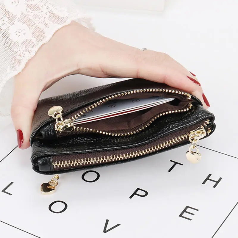 PU Leather Mini Coin Purse Card Holder for Women Zipper Coin Wallet Mini Wallet Ladies Double Zipper Coin Purse Key Wallets