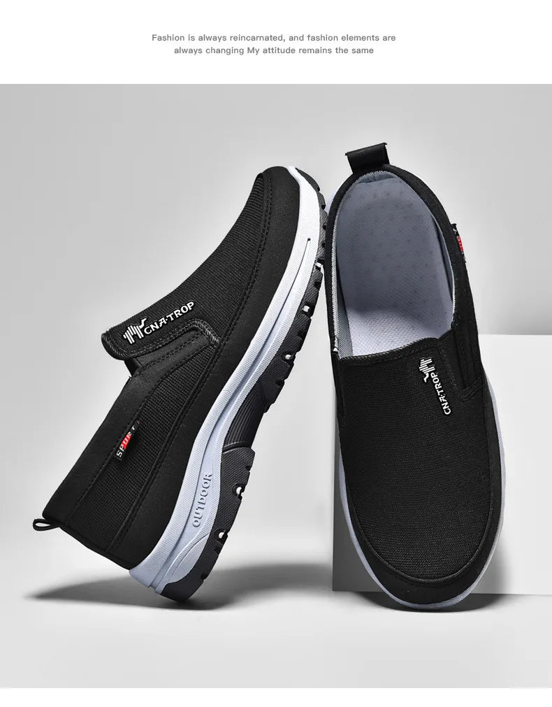 Men's Casual Loafers, Sneakers, Mesh Breathable Retro Driving Shoes, Slip-on Vulcanized Soft Soles, Non-slip Solid Color Shoes