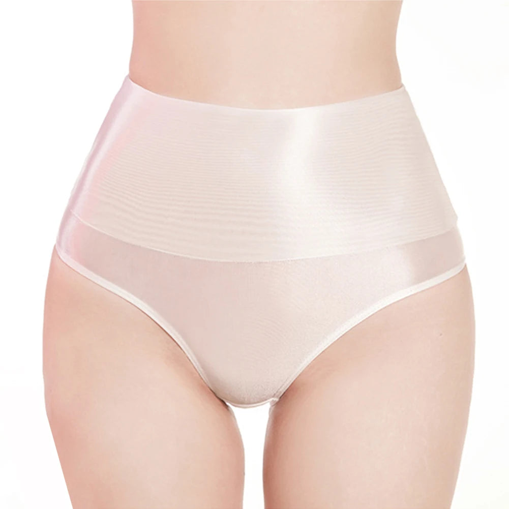 Women's Seamless Underwear Ultra-Thin Glossy Panties Knickers High Waist Transparent See Through Shiny Sheer Underpants