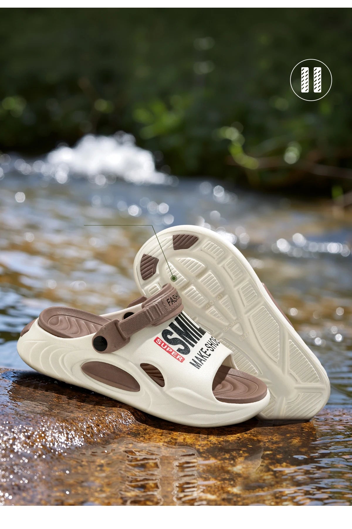 Summer Men Thick Bottom Hole Shoes Beach EVA Platform Slippers Fashion Comfortable Non-Slip Sandals Indoor Outdoor Men Slides