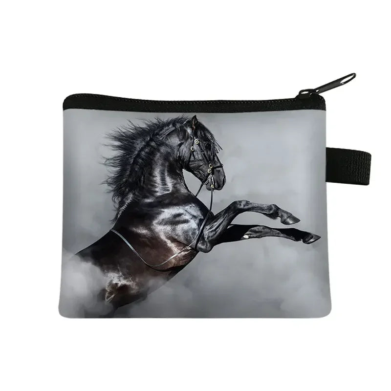 Galloping Horse 3D Printing Coin Purse Ladies Shopping Portable Silver Coin Bag Travel Mini Credit Card ID Card Bag Gift