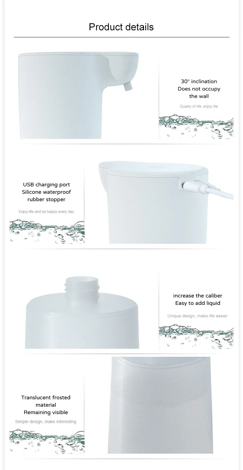 Automatic Sensor Foam Dispenser Touchless Type-C Charging Capacity Smart Liquid Soap Dispenser Infrared Sensor Soap Dispenser