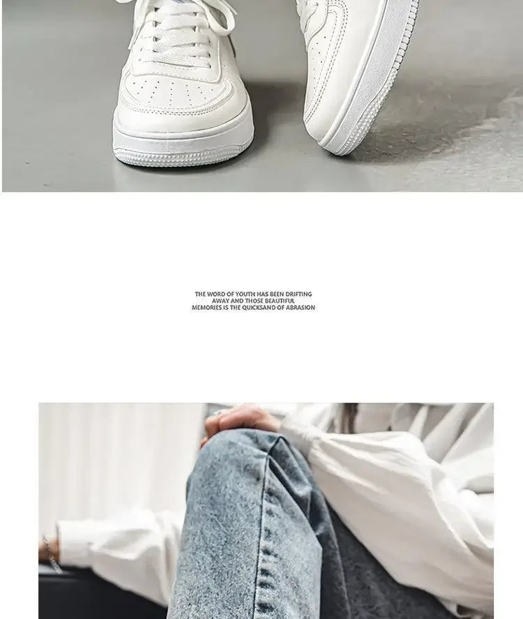 **2025 New White Shoes for Men's Spring Youth Casual Versatile Men's Shoes for Students Pure White Sports Board Shoes