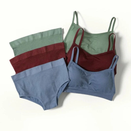 Women Seamless Bra Set Sexy Backless Ribbed High Waist Panties Female Lingerie Set Crop Top Seamless Briefs Underwear