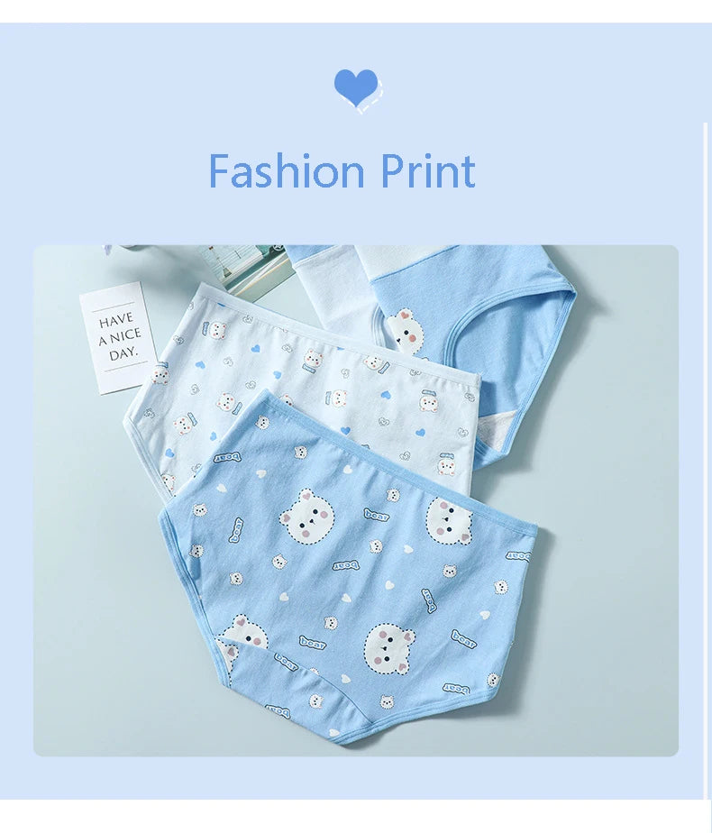 Fashion Print 4Pcs High Waist Cotton Panties Women Body Shaper Underwear Breathable Cute Girls Briefs Slimming Female Lingerie