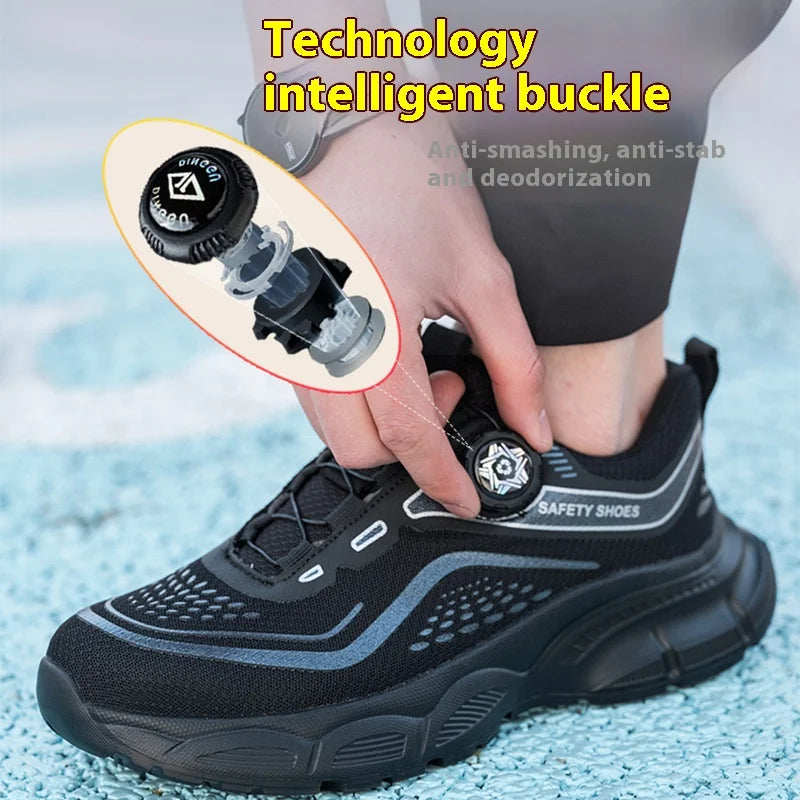 Rotating Button Men Shoes Security Sneakers Steel Toe Shoes Puncture-Proof work Shoes Anti-smash Sport Safety Shoes Protective