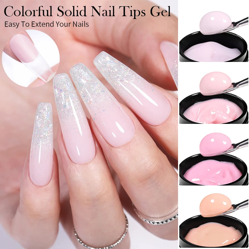 BORN PRETTY 5ml Solid Nail Tips Gel Nail Polish False Fake Nail Tips Transparent Clear Nail Patch Gel Modelling Easy Stick