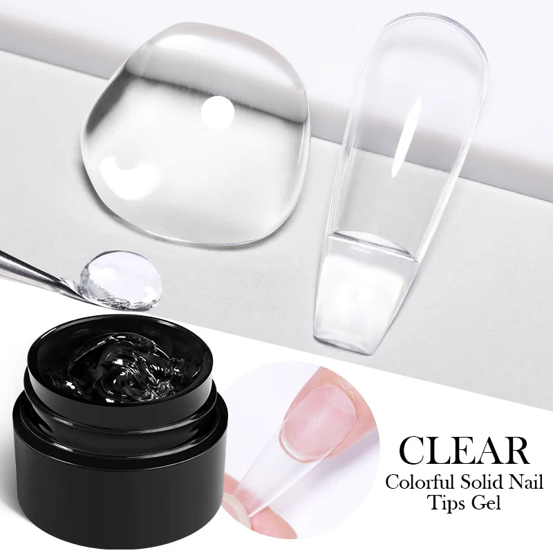 BORN PRETTY 5ml Solid Nail Tips Gel Nail Polish False Fake Nail Tips Transparent Clear Nail Patch Gel Modelling Easy Stick