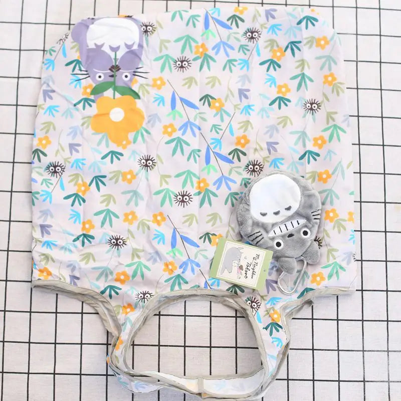 Anime Cartoon Foldable Shopping Bags Thick Nylon Large Tote Reusable Polyester Portable Shoulder Women's Handbags Folding Pouch