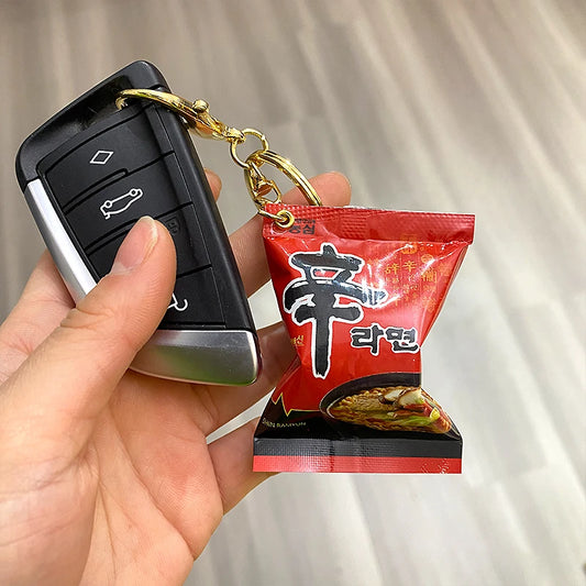 Creative Mini Indonesian Noodle Keychain Korean Ramen Instant Snack Food Toy Souvenir Spicy Mini Keyring Southeast Asian Cuisine