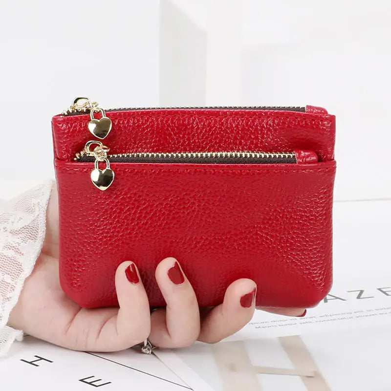 PU Leather Mini Coin Purse Card Holder for Women Zipper Coin Wallet Mini Wallet Ladies Double Zipper Coin Purse Key Wallets